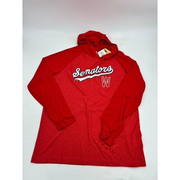 Majestic Mens 2XL Red Senators Hoodie Pullover Long Sleeve Hooded T Shirt - Picture 1 of 5
